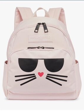 Karl Lagerfeld mini Pale Pink Cat-Graphic Backpack